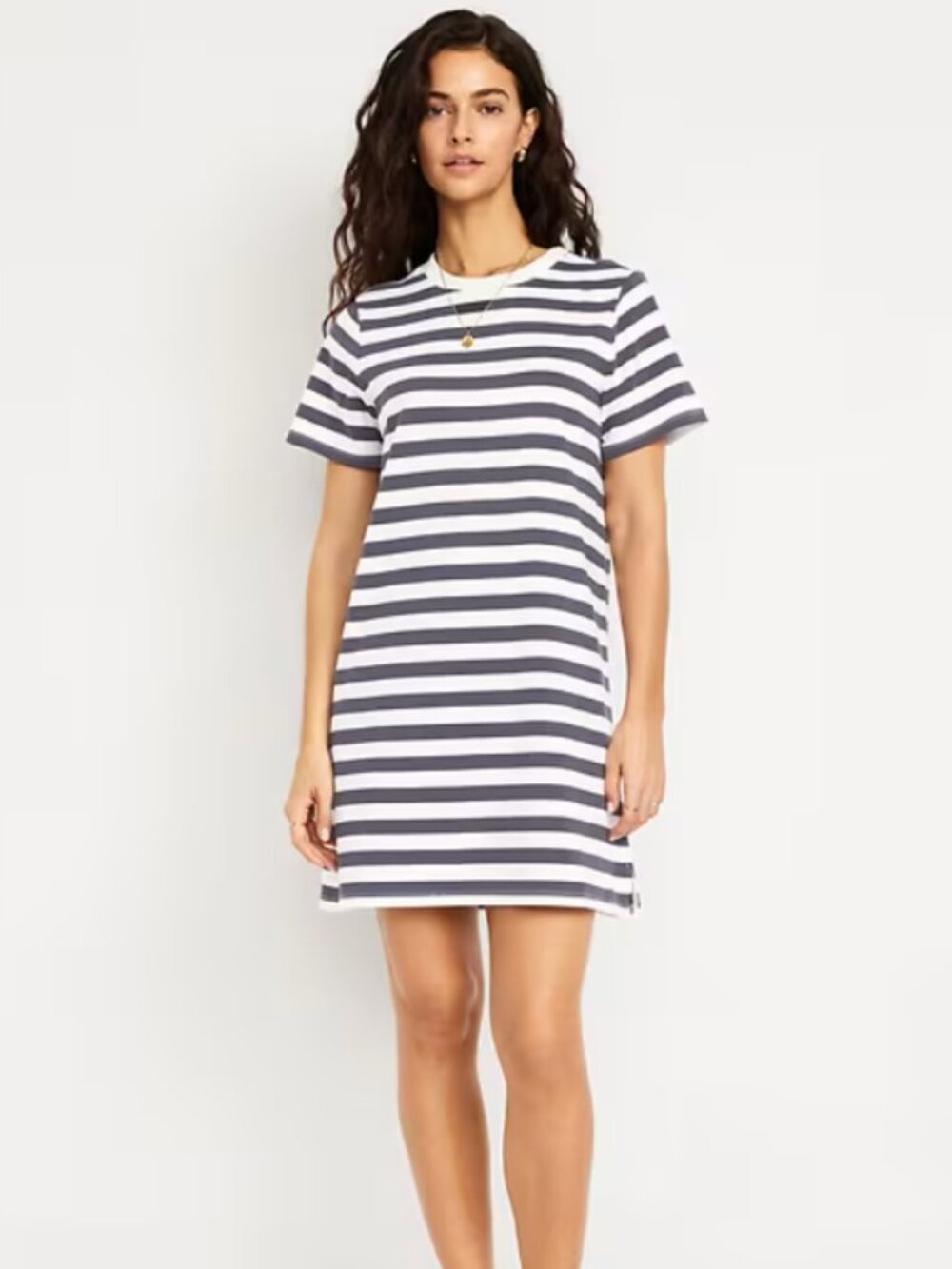 Old Navy Blue and White Striped T-Shirt Dress Small